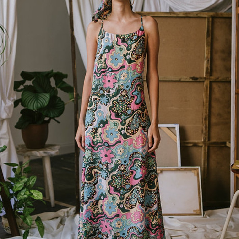 Floral silk maxi tulipan dress - Picture 6 of 6